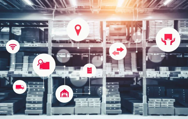 Smart warehouse management systeem met innovatief internet van dingen technologie — Stockfoto