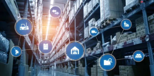 Smart warehouse management system with innovative internet of things technology — Stock Photo, Image