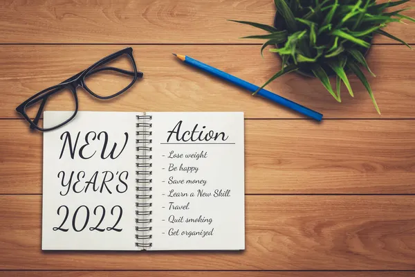 2022 Happy New Year Resolution Goal List and Planans Setting — Stock fotografie