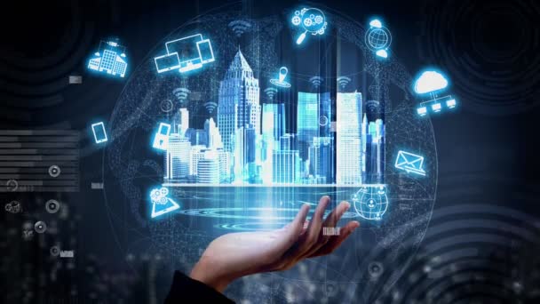 Smart City en internettechnologie conceptueel . — Stockvideo