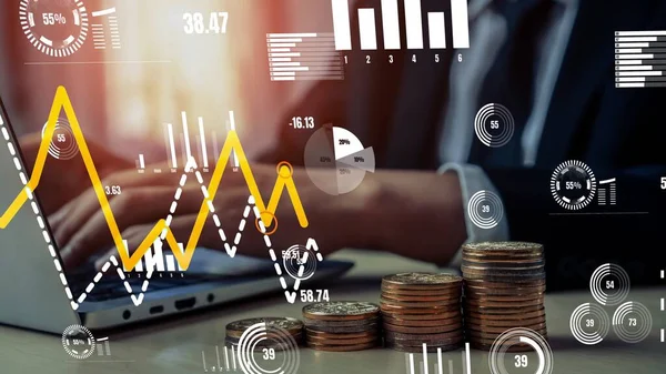 Conceptueel business dashboard voor de analyse van financiële gegevens — Stockfoto