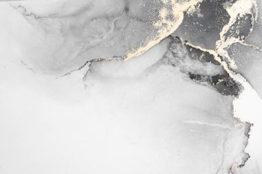 Kağıt üzerinde mermer sıvı mürekkep resminin siyah altın soyut arkaplanı .