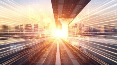 Program kodlama kavramında yolda dijital veri akışının döngüsel videosu