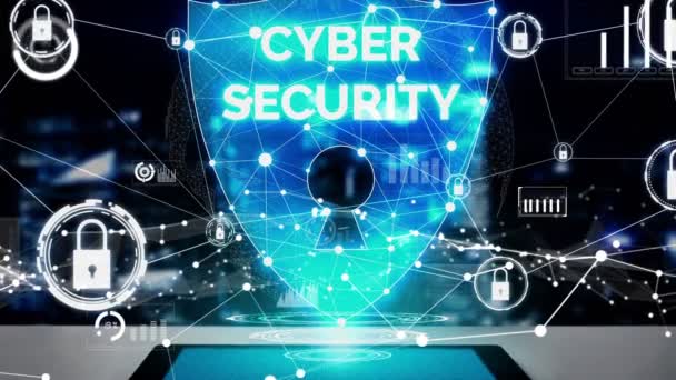 Koncepcja bezpieczeństwa cybernetycznego i ochrony danych cyfrowych — Wideo stockowe