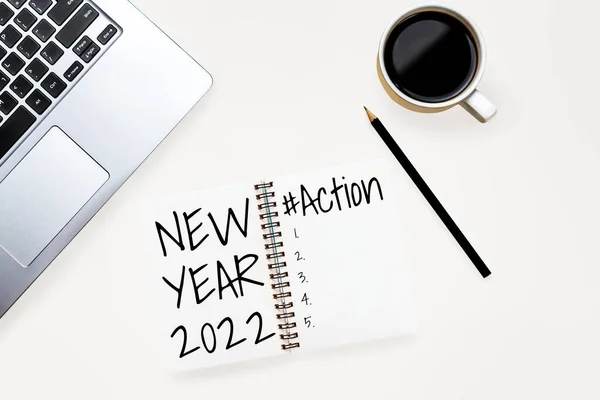 2022年快乐新年目标列表及计划制定 — 图库照片
