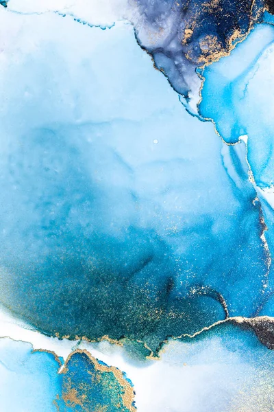 Luxus kék elvont háttér márvány folyékony tinta művészet festmény papíron . — Stock Fotó