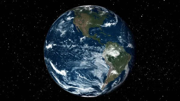 Planeta Země globus pohled z kosmického letu s realistickým zemským povrchem z vesmíru — Stock fotografie
