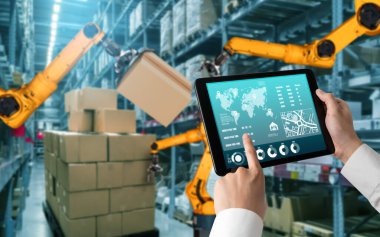 Yenilikçi depo ve fabrika dijital teknolojisi için akıllı robot kol sistemleri