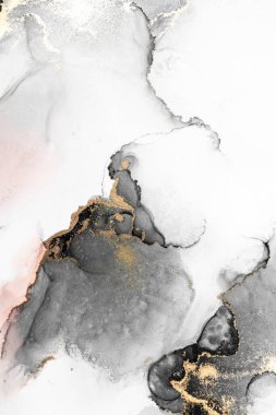 Kağıt üzerinde mermer sıvı mürekkep resminin siyah altın soyut arkaplanı .