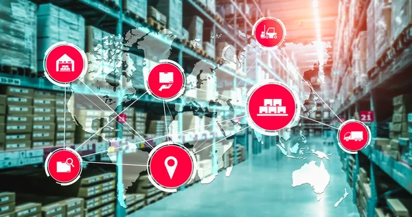 Smart warehouse management system with innovative internet of things technology — Stock Photo, Image