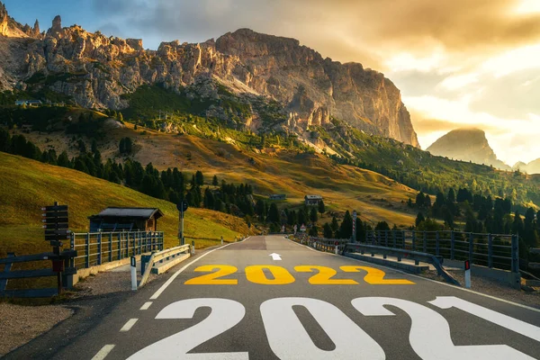 2022 New Year road trip travel and future vision concept