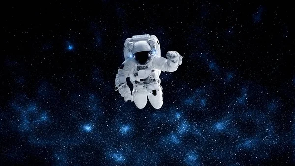 Astronautul spațial face plimbări spațiale în timp ce lucrează pentru misiunea spațială — Fotografie, imagine de stoc