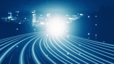 Program kodlama kavramında yolda dijital veri akışının döngüsel videosu