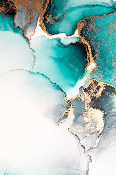 Ocean kék elvont háttér márvány folyékony tinta művészet festmény papíron . — Stock Fotó