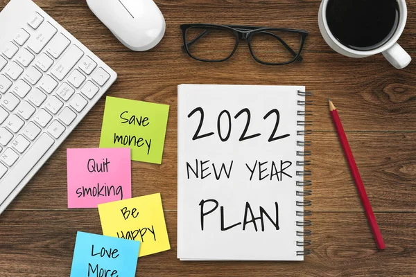 2022 Feliz Ano Novo Lista de metas e planos de resolução — Fotografia de Stock