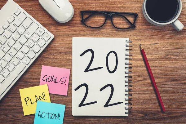 2022 Felice anno nuovo elenco degli obiettivi e dei piani di risoluzione — Foto Stock