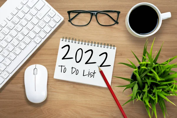 2022 Happy New Year Rezoluție Lista de obiective și planuri de stabilire — Fotografie, imagine de stoc