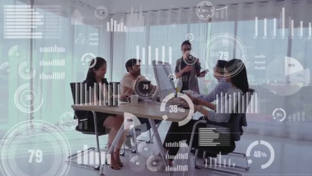 Az üzletemberek koncepcionális jövőképe a vállalati személyzeti értekezleten — Stock videók