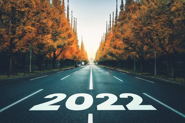 2022 Nouvel An voyage sur la route et concept de vision d'avenir — Photo