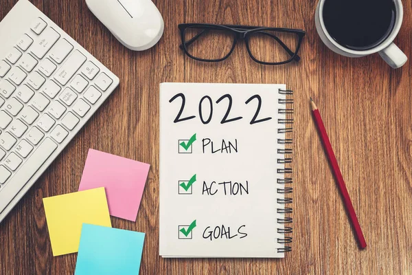 2022 Happy New Year Resolution Goal List and Plans Setting — Stock Photo, Image