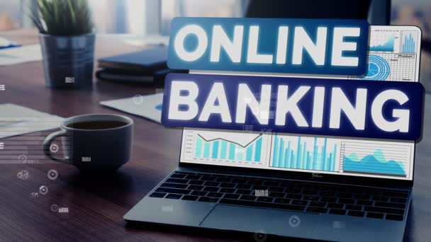 Bancário Online para Tecnologia de Dinheiro Digital Conceitual — Vídeo de Stock