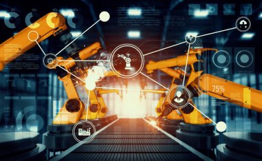 Fabrika üretim hattında montaj için mekanize endüstri robot kolu
