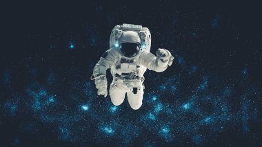 Astronot uzay yürüyüşü yaparken uzay uçuşları görevinde çalışıyor.
