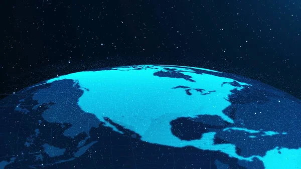 3D Digitális orbitális föld a kibertérben mutatja koncepció hálózati technológia — Stock Fotó