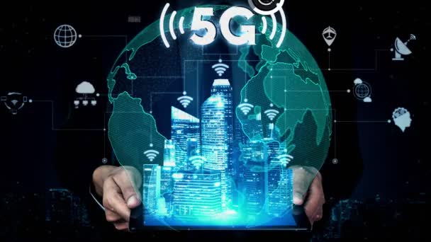 Technologie de communication 5G du réseau Internet conceptuel — Video