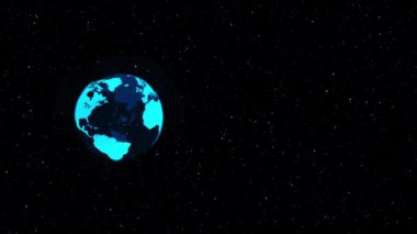 Uzayda ağ teknolojisi kavramını gösteren dijital dünya 3D yörünge dönüşü