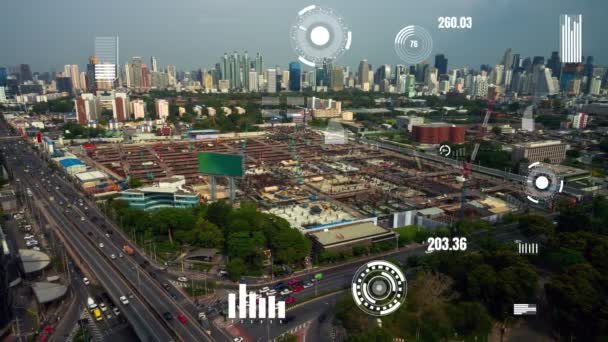 İnşaat alanı üzerinde değişiklik grafikli inşaat teknolojisi kavramı — Stok video