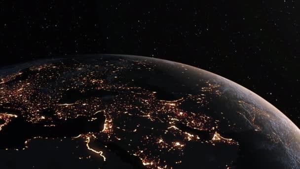 Planet jord 3D omloppsbana animation med realistisk geografi yta och moln — Stockvideo
