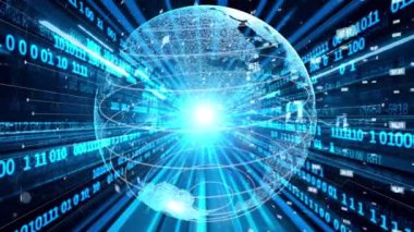 Fütürist küresel ağ ve üç boyutlu dijital veri transferi grafiği