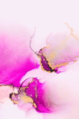 Kağıt üzerinde mermer sıvı mürekkep resminin pembe altın soyut arkaplanı .
