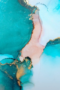 Kağıt üzerinde mermer sıvı mürekkep resminin lüks mavi soyut arkaplanı .