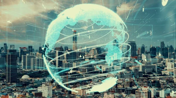 Connessione globale e alterazione della rete internet nelle smart city — Foto Stock