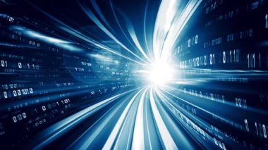 Program kodlama kavramında yolda dijital veri akışının döngüsel videosu