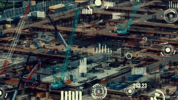 Építőipari technológiai koncepció átalakítási grafikával az építési területen — Stock videók