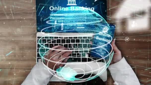 Bancário Online para Tecnologia de Dinheiro Digital Conceitual — Vídeo de Stock