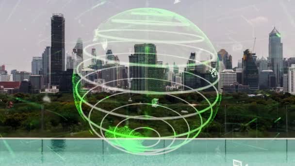Η πράσινη τεχνολογία της πόλης μετατοπίζεται προς την έννοια της βιώσιμης μετατροπής — Αρχείο Βίντεο