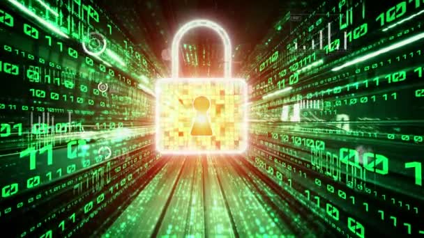 Segurança cibernética e proteção de dados online com software de criptografia seguro e tácito — Vídeo de Stock