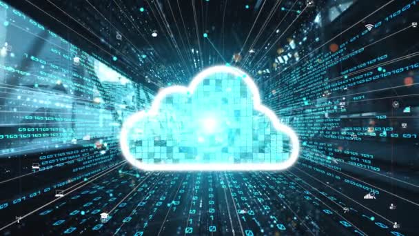 Cloud počítač a on-line ukládání dat s tichým softwarem pro inteligentní sdílení — Stock video