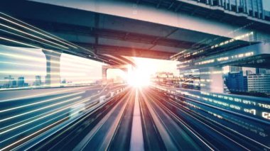 Siber küresel iletişim ve kodlama kavramında yolda dijital veri akışı