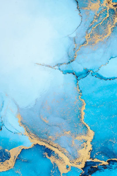 Fondo abstracto azul de lujo de pintura de arte de tinta líquida de mármol sobre papel . —  Fotos de Stock