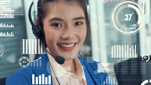 Customer support call center provide data with envisional graphic — Stock Photo, Image