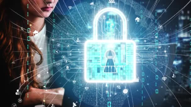 Cyber security encryptie technologie om de privacy van gegevens conceptueel te beschermen — Stockvideo