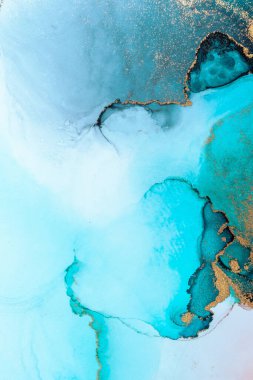 Kağıt üzerinde mermer sıvı mürekkep resminin lüks mavi soyut arkaplanı .