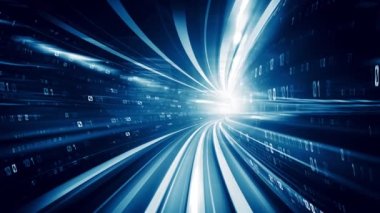 Siber küresel iletişim ve kodlama kavramında yolda dijital veri akışı