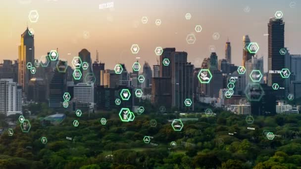 Technologie zeleného města se posouvá směrem k konceptu udržitelné změny — Stock video