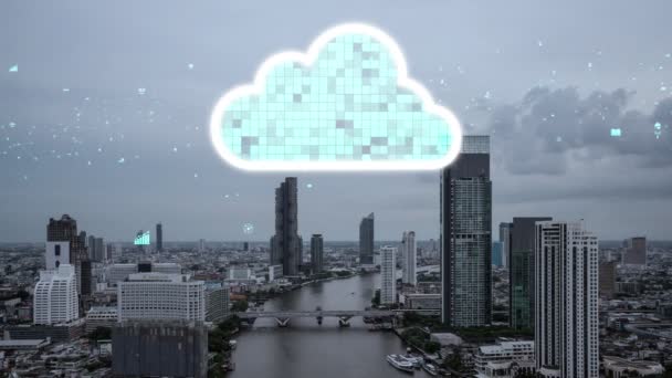 Veri paylaşımı için bulut hesaplama teknolojisi ve çevrimiçi veri depolama — Stok video